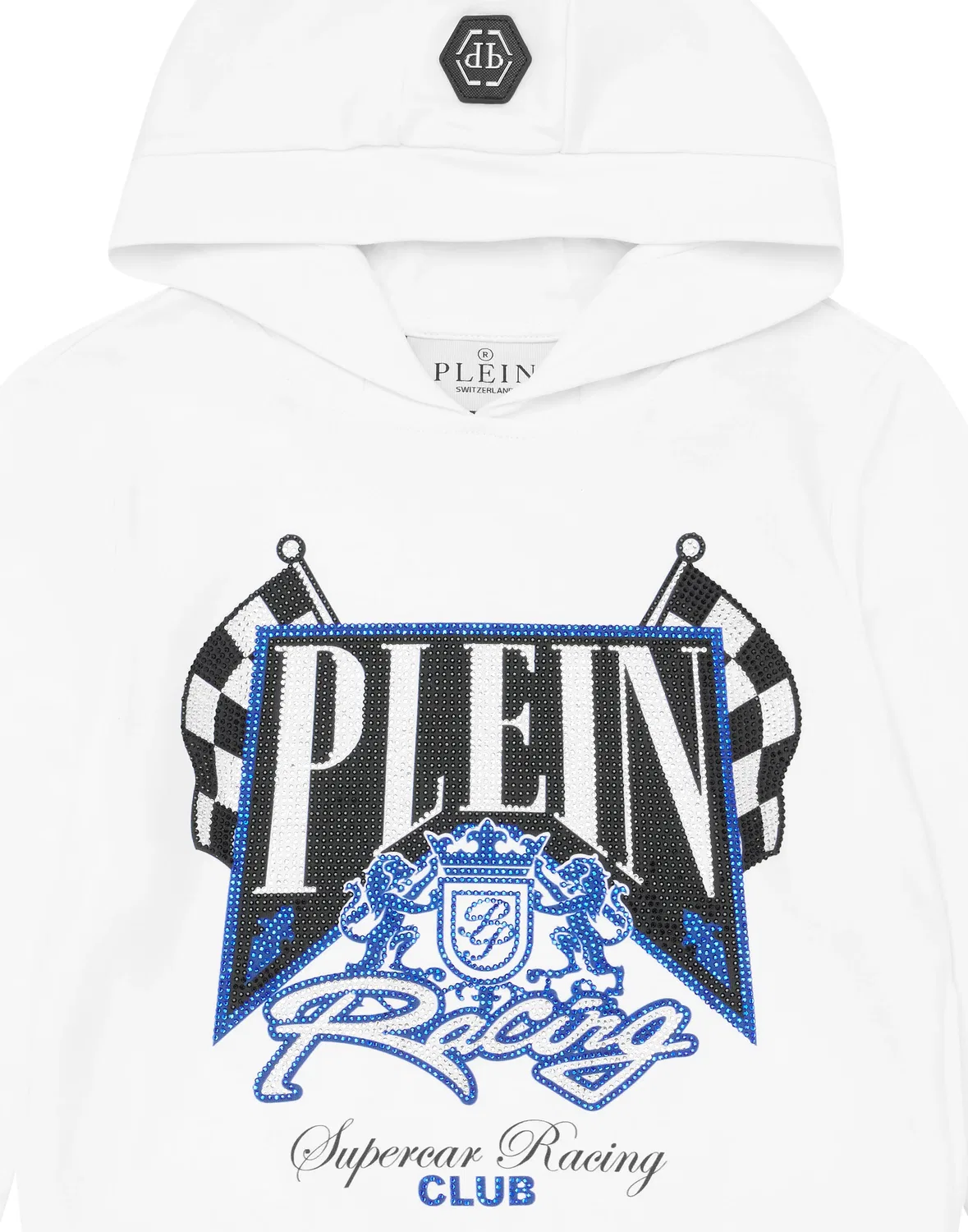 Детское худи с капюшоном с принтом Racing Club PHILIPP PLEIN, White — фото 3