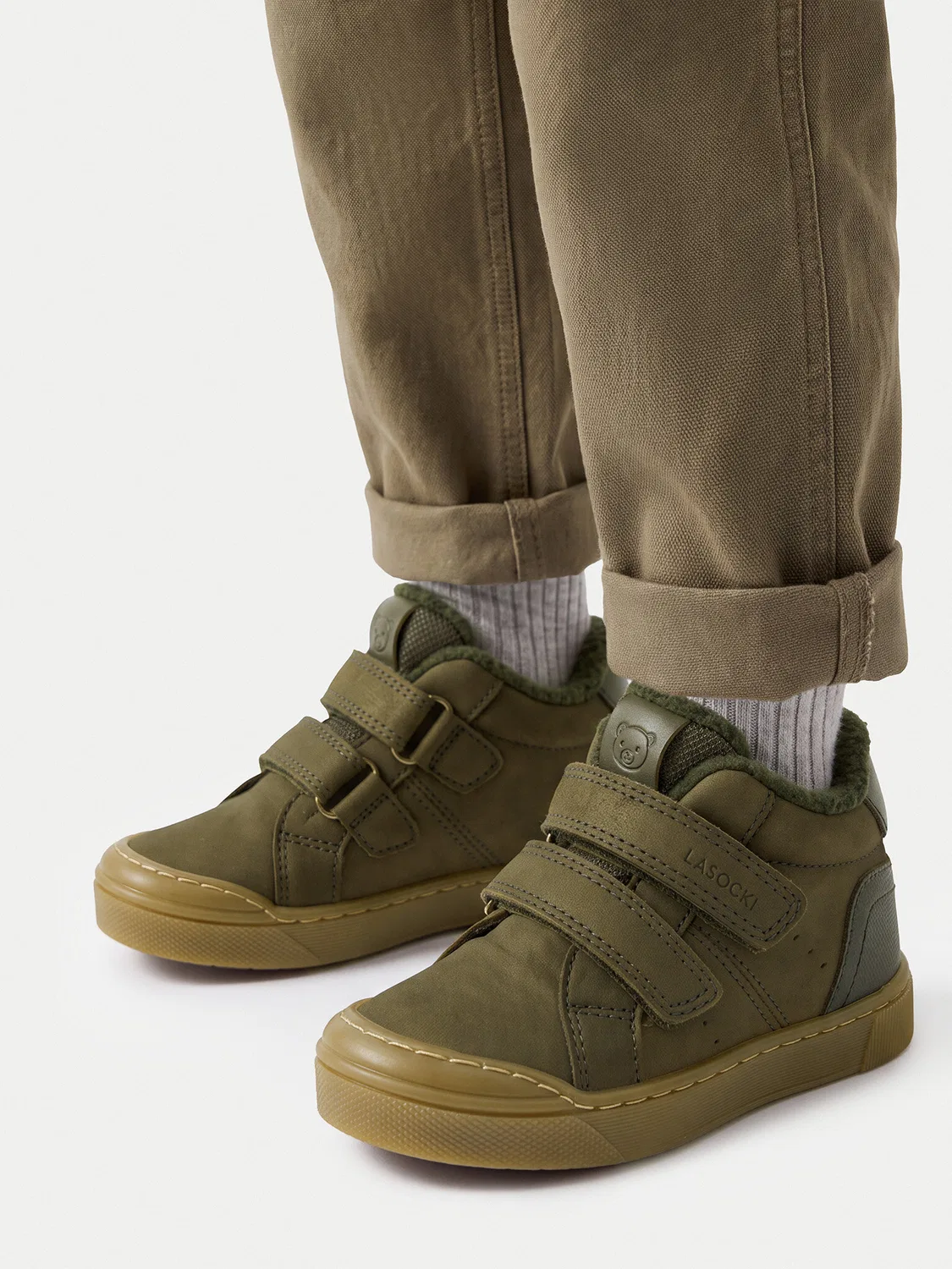 Ботинки на шнуровке для мальчика Lasocki Kids, хаки
