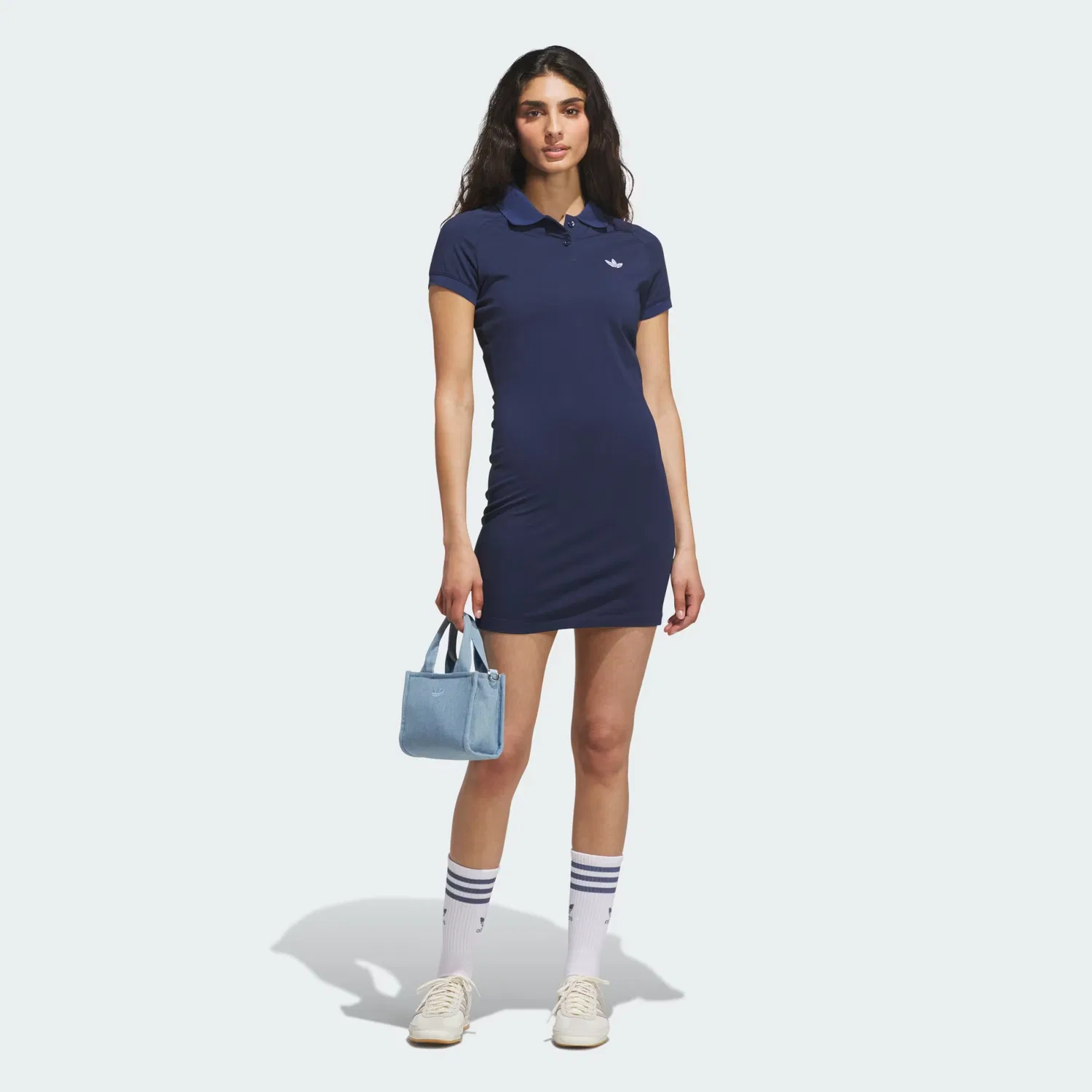 Женское платье поло облегающего кроя Polo Dress Adidas Originals, темно-синий — фото 3