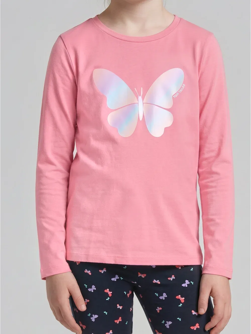Футболка с длинными рукавами (T-shirt langarmshirt mit glitzer) Tom Tailor, Smooth Rose — фото 4