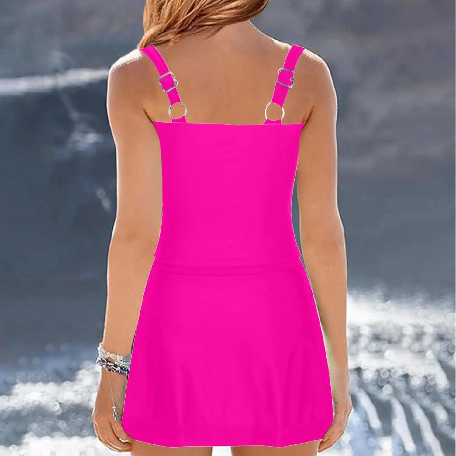 Женский танкини с утягивающим эффектом Retro Swimwear, Hot Pink — фото 3
