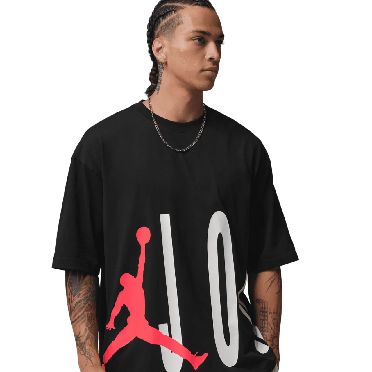 Мужская футболка Torso Stretch Oversized Short Sleeve Crew Jordan, цвет Black/Infrared 23
