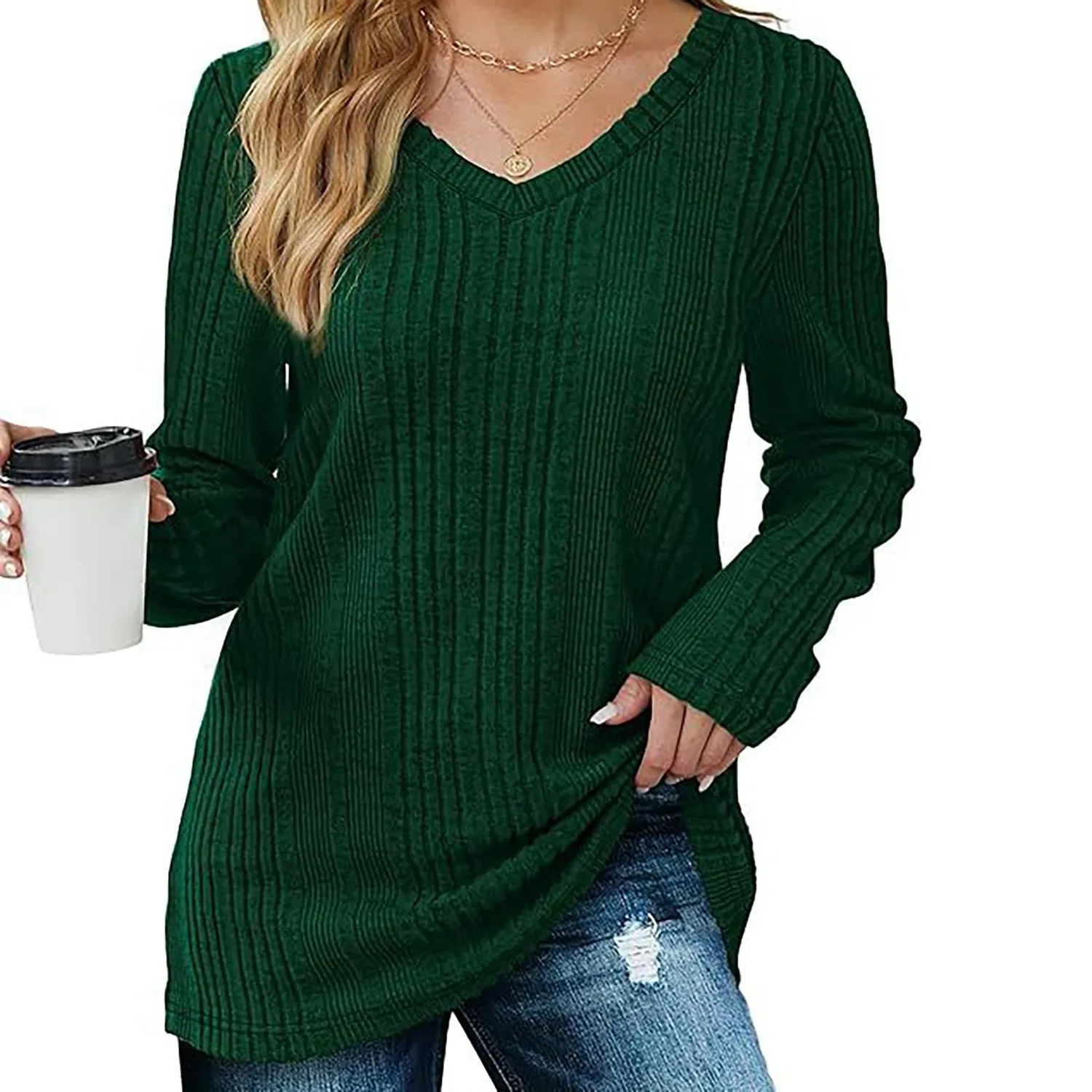 Женский свитер с v-образным вырезом Kindness Sweater, Gn1 — фото 4