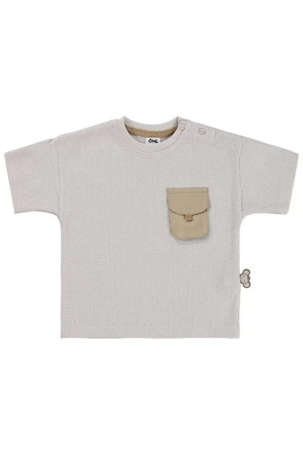 Детская футболка для мальчиков с коротким рукавом Basic 6-18 months t-shirt with pockets Civil Baby, Stone Color