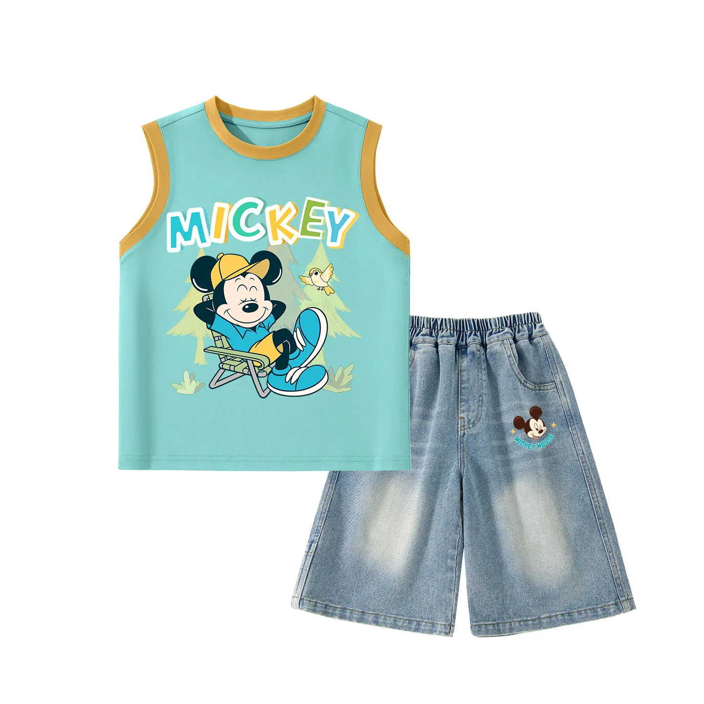 Детский спортивный костюм с круглым вырезом, Disney, Di Bird Tree Orange Blue+Di Cute Star K Denim Blue