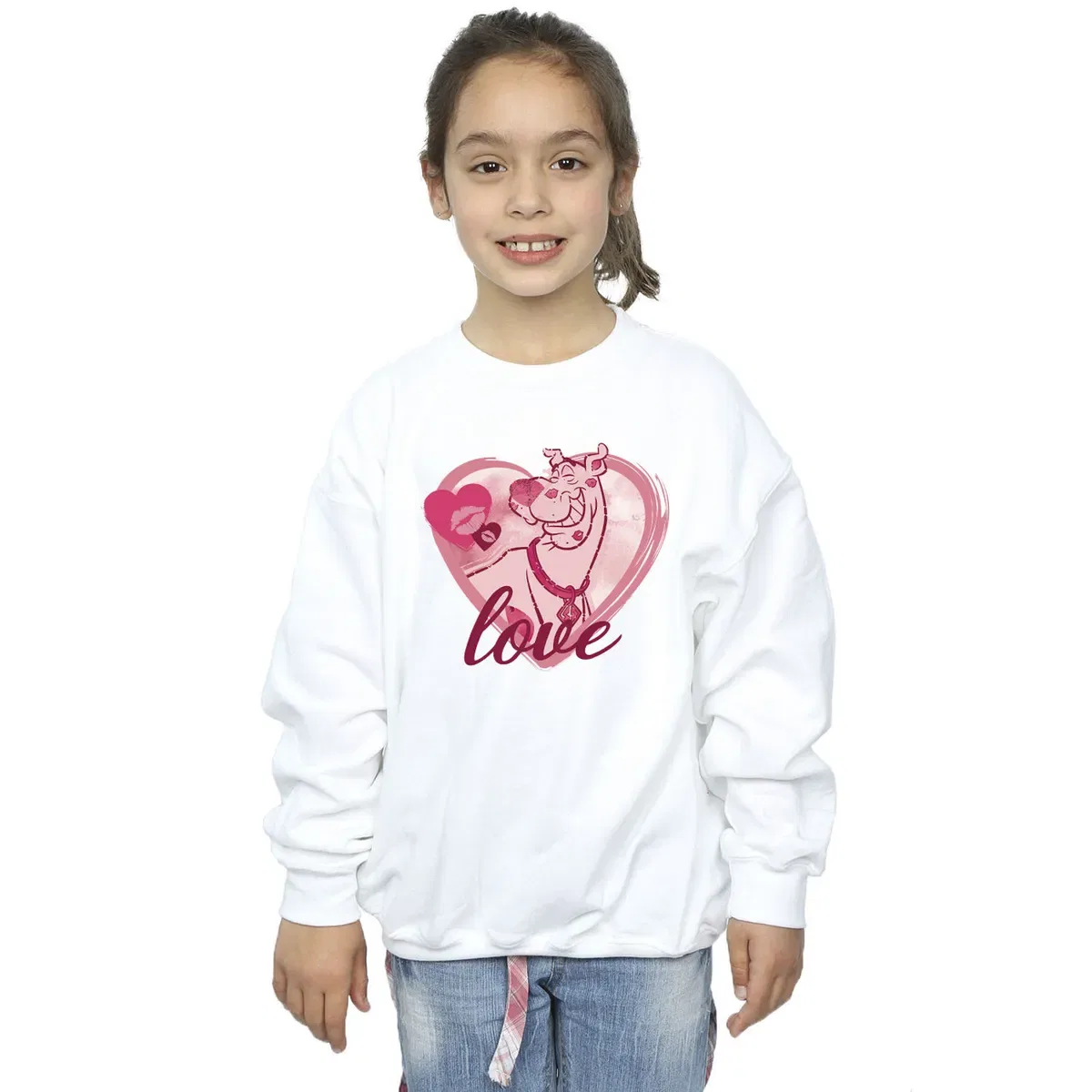 Детский свитшот с принтом Love Kisses Scooby Doo, White
