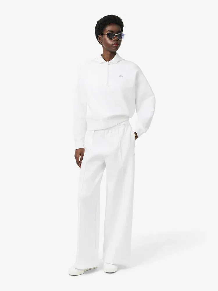 Штаны спортивные LACOSTE Double Face, широкие, белые