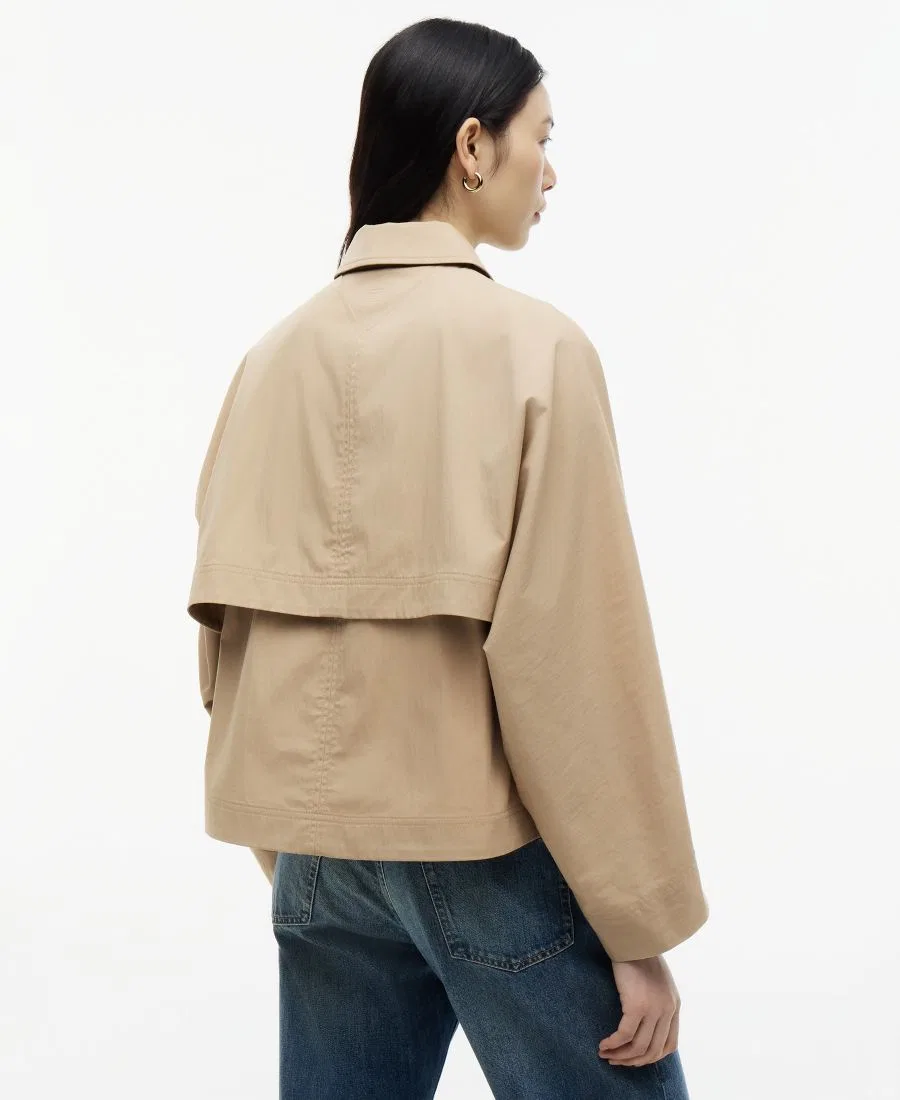 Женская куртка из хлопка с воротником-рубашкой и длинным рукавом Tommy Hilfiger, Camel — фото 4
