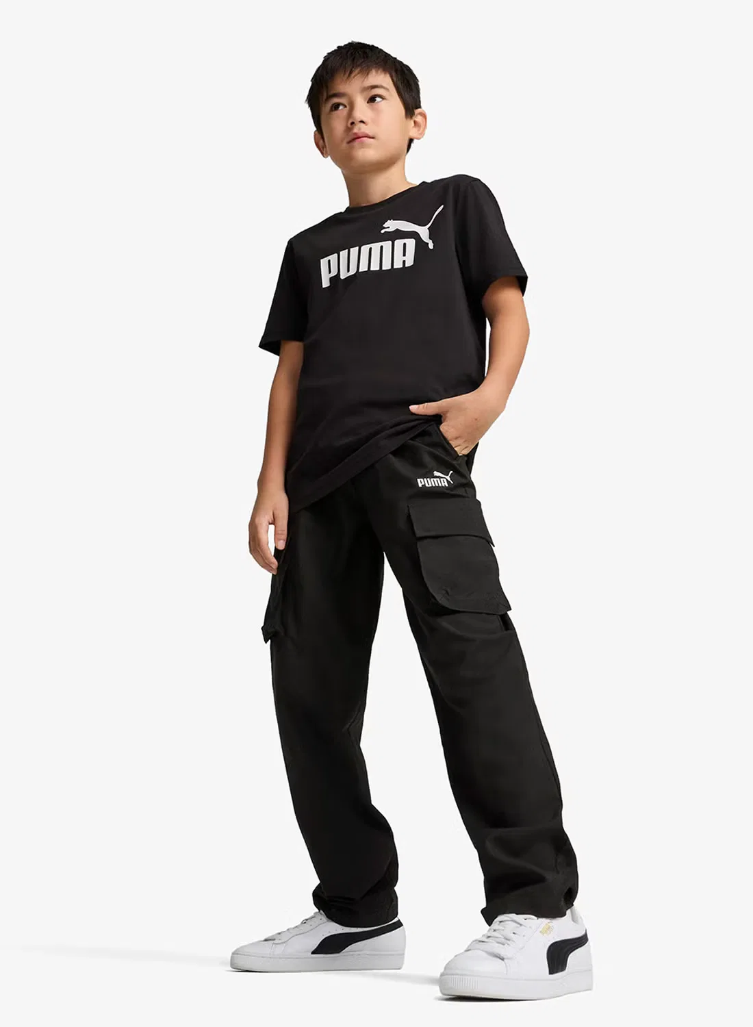 Брюки карго с логотипом Youth Essentials No. 1 Puma, черный — фото 3