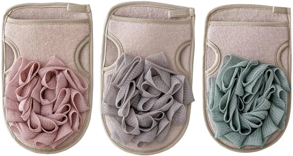 Эксфолиирующие перчатки для душа, 3 шт, BATHVEVE, Полиэстер, Хлопок, Сетка