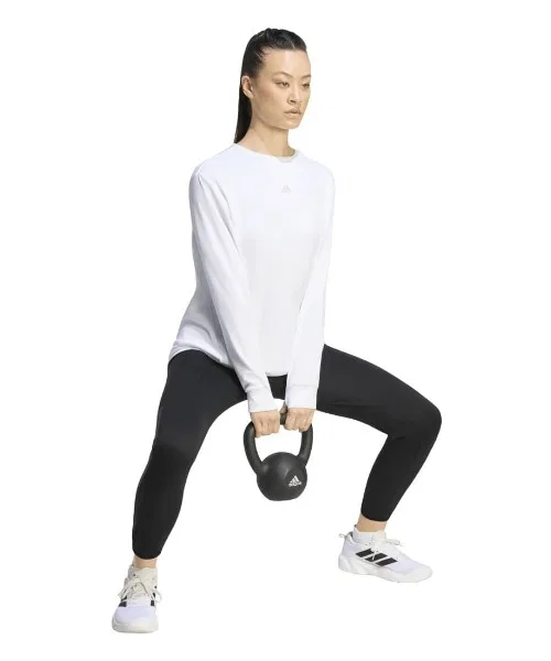 Женская футболка с длинным рукавомс брендовым логотипом Adidas, Black — фото 3