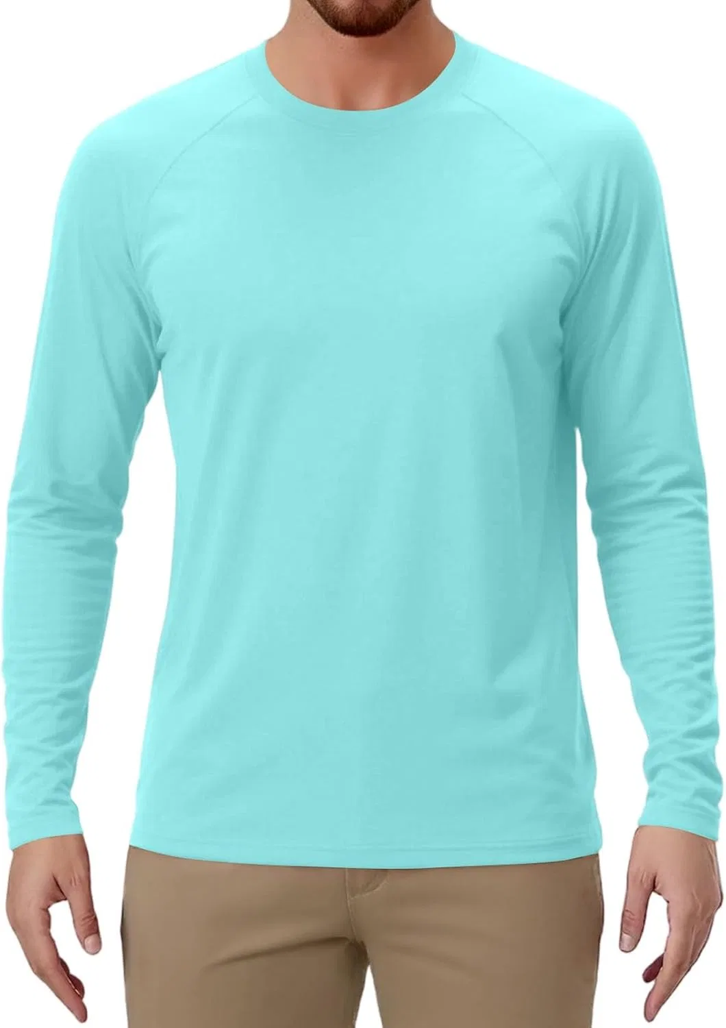 Мужская классическая футболка с длинным рукавом OMING, 2-Light Blue