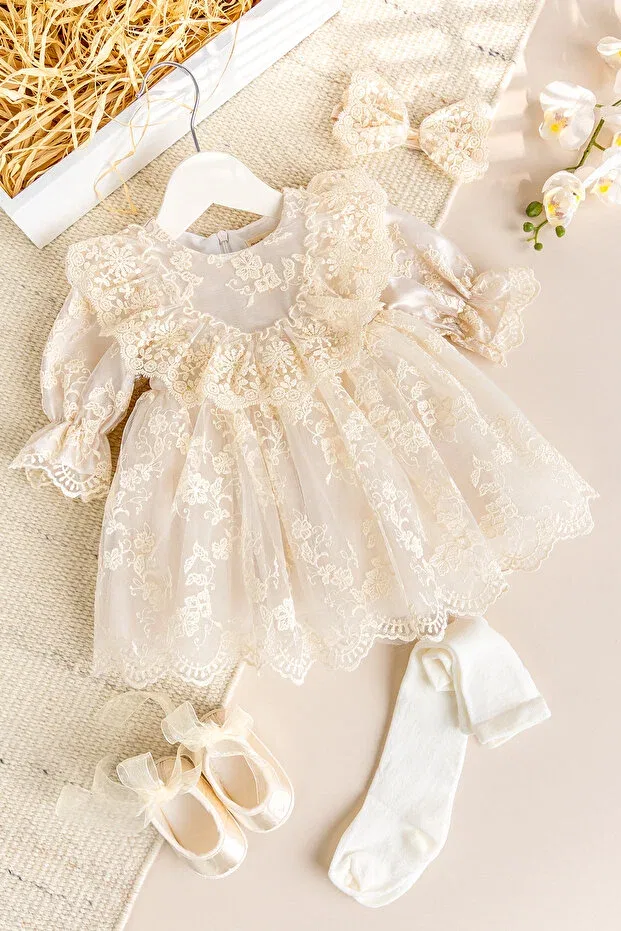 Детский комплект платьев с кружевом Babymod, Beige