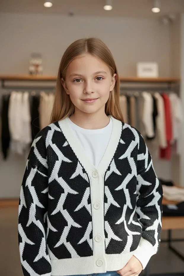 Детский кардиган для девочек с принтом Minimoda Kids, Ecru