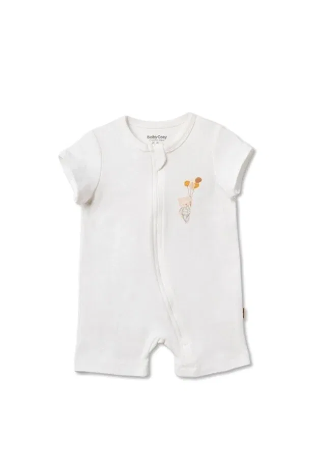 Детский комбинезон с коротким рукавом Babycosy Organic Wear, Ecru