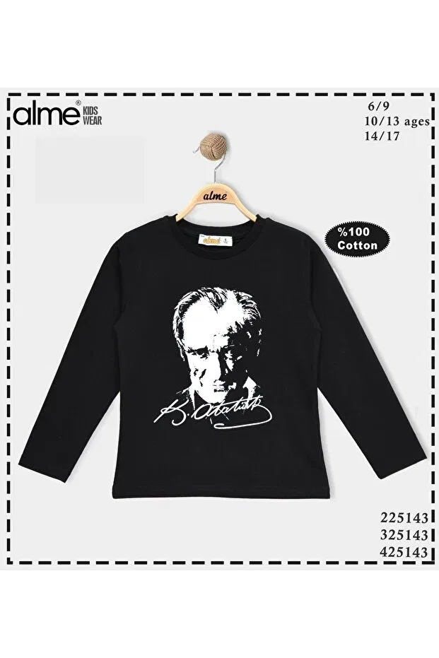 Детская толстовка для девочек с принтом Ataturk printed sweat Alme, Black