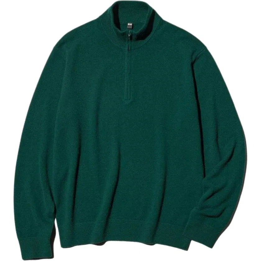 Мужской кашемировый свитер с воротником-стойкой 55 Turquoise UNIQLO, Turquoise