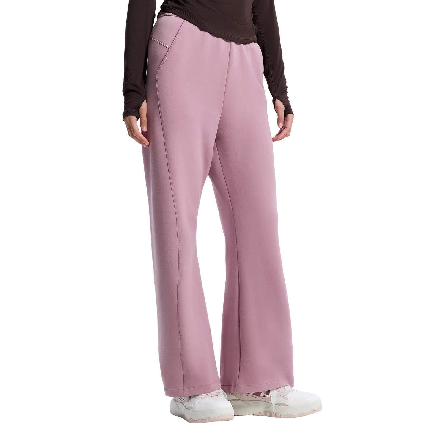 Женские брюки Flared Leg Knit Pant Asia Sizing 'Magic Mauve' adidas, Magic Mauve — фото 3