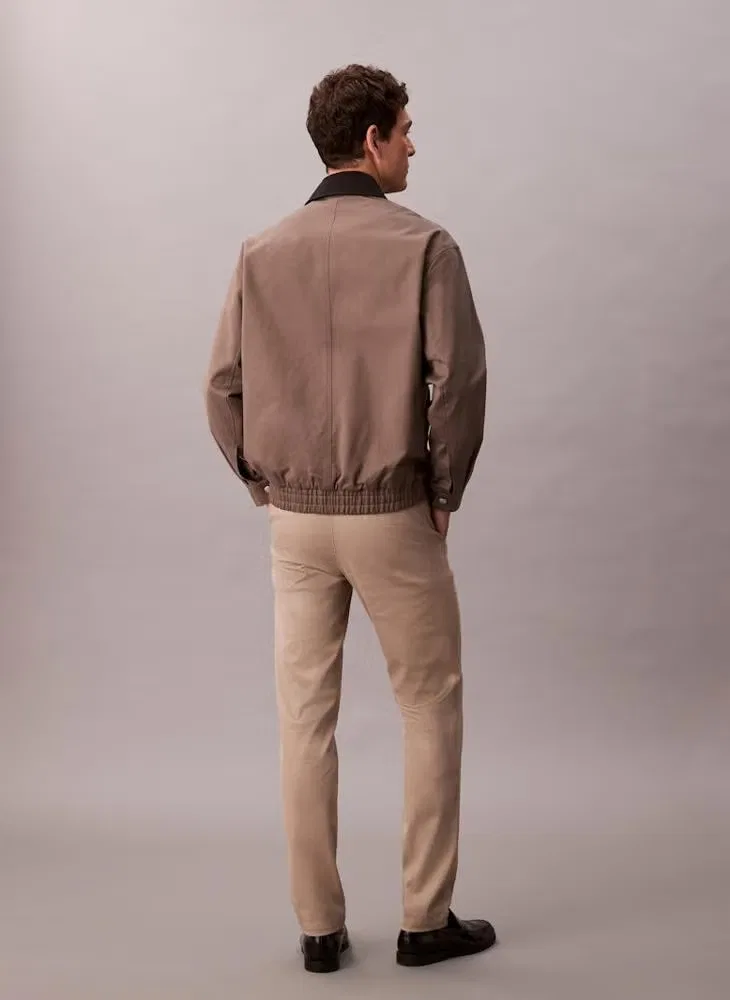 Брюки хлопковые с эластаном, модель Slim, Calvin Klein, хаки — фото 2