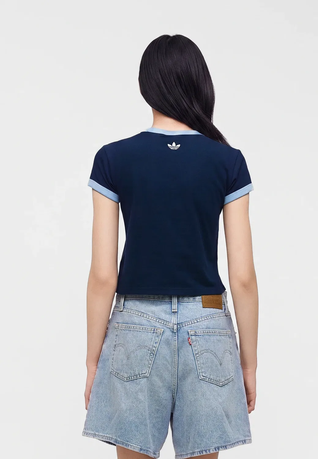 Футболка с графическим принтом - футболка с контрастной отделкой Adidas Originals, Night Indigo — фото 3