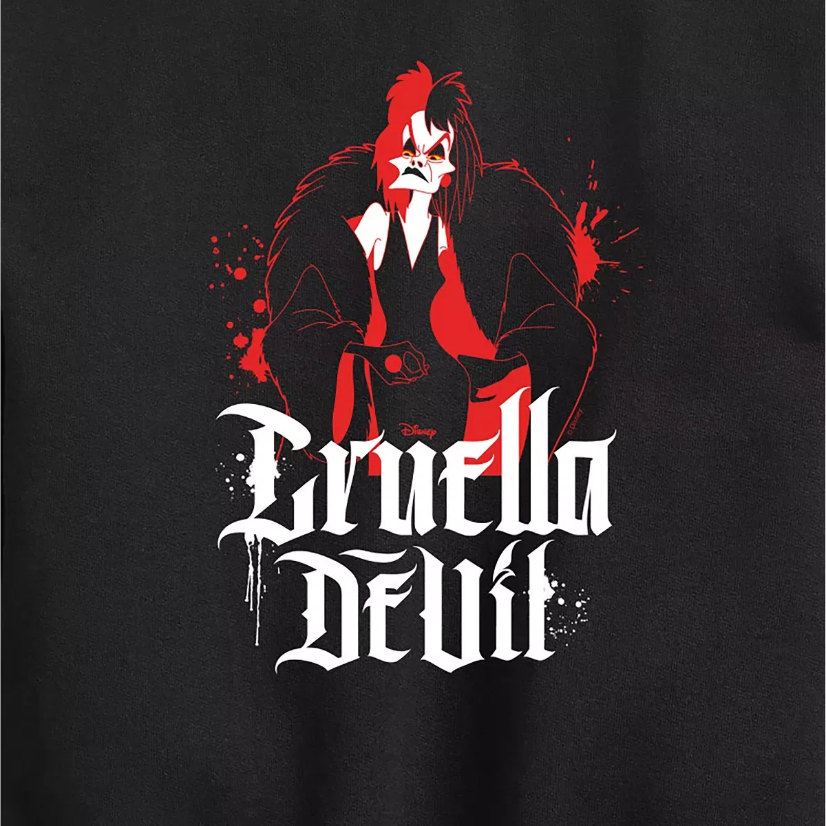 Детское худи для мальчиков с принтом Cruella Devil Spatter Disney Villains, Black — фото 2