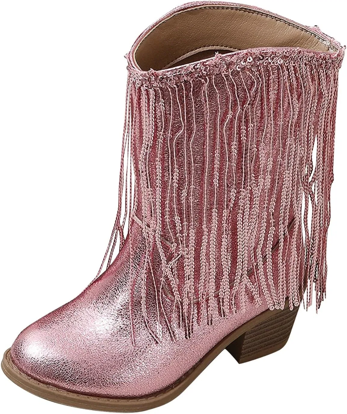 Детские сапоги для девочек с бахромой и стразами Fringe Sparkly Cowboy Boots, Pink
