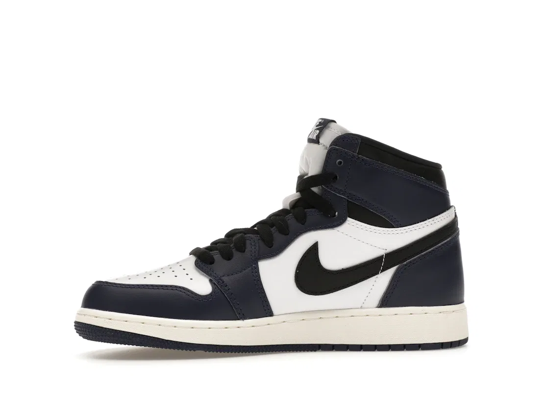 Детские кроссовки высокие с классическим дизайном Jordan 1 Retro High OG Jordan, Midnight Navy/Black/White/Sail — фото 3