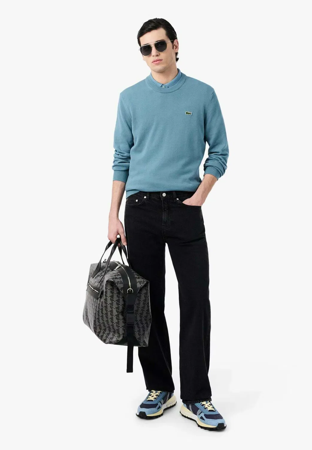 Мужские свитера с круглым вырезом Ab148 - вязаные джерси Lacoste, Azul Celeste — фото 2