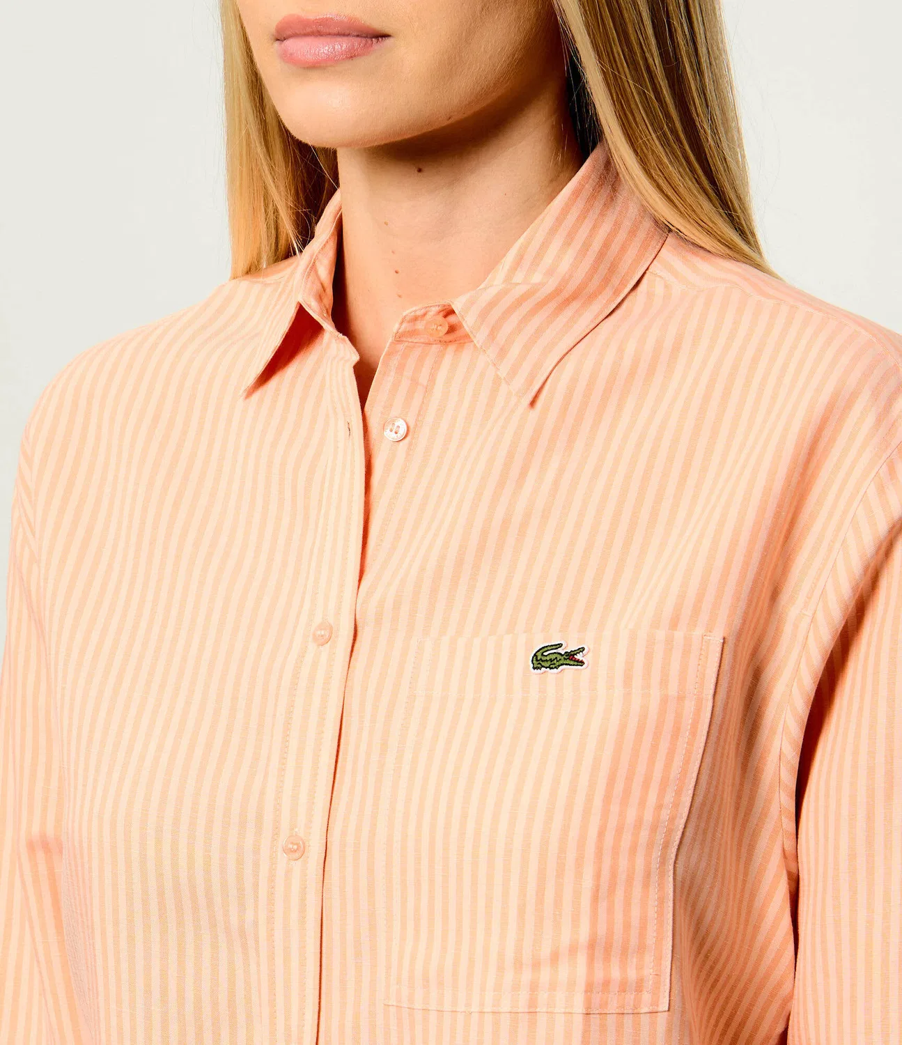 Рубашка из льна свободного кроя Lacoste, Arancione — фото 4