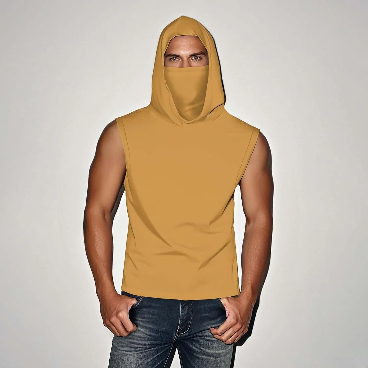 Мужская безрукавка с капюшоном и солнцезащитой Pelang, D-yellow — фото 3