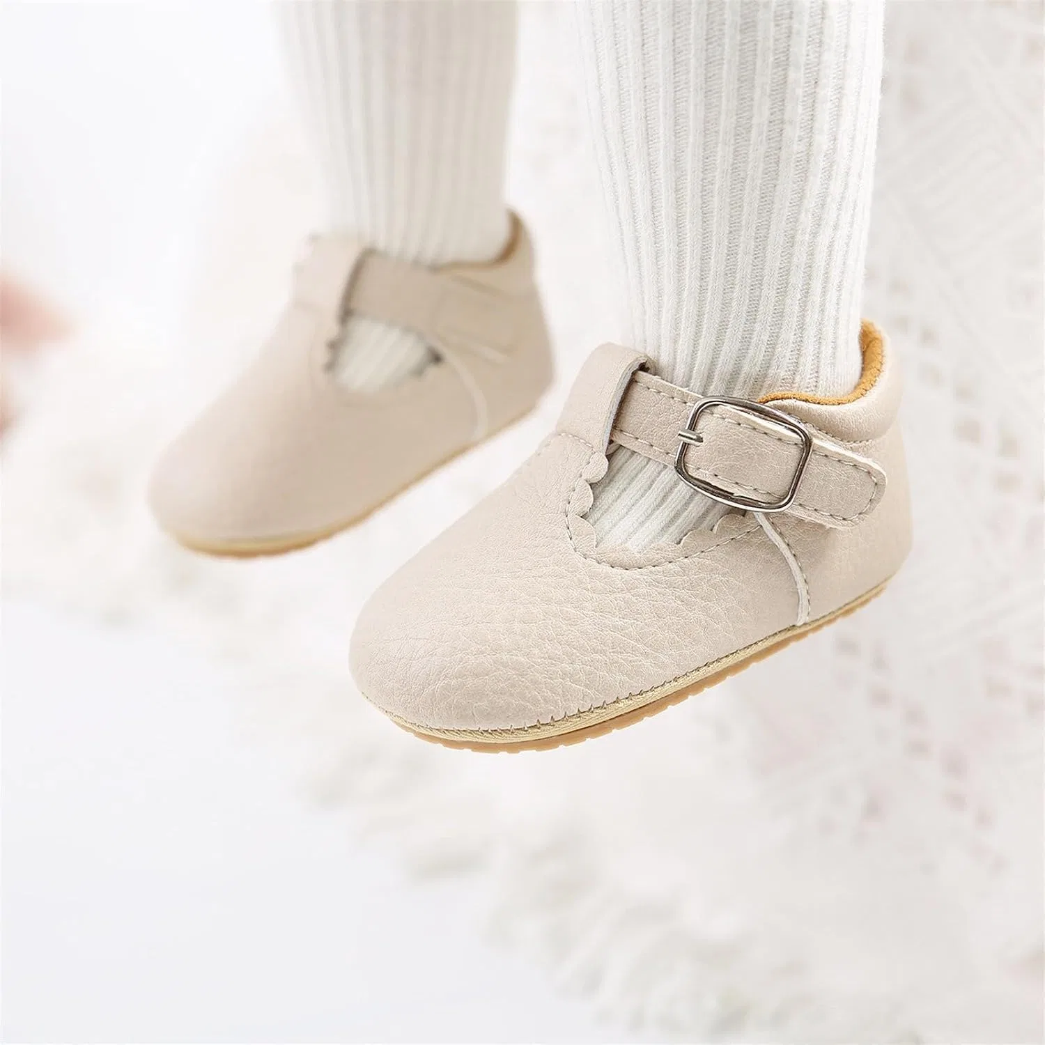 Детские туфли Мэри Джейн для девочек с принтом, бренд, Beige — фото 4