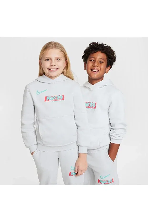 Детское худи для девочек с принтом Club Fleece Nike, Gray