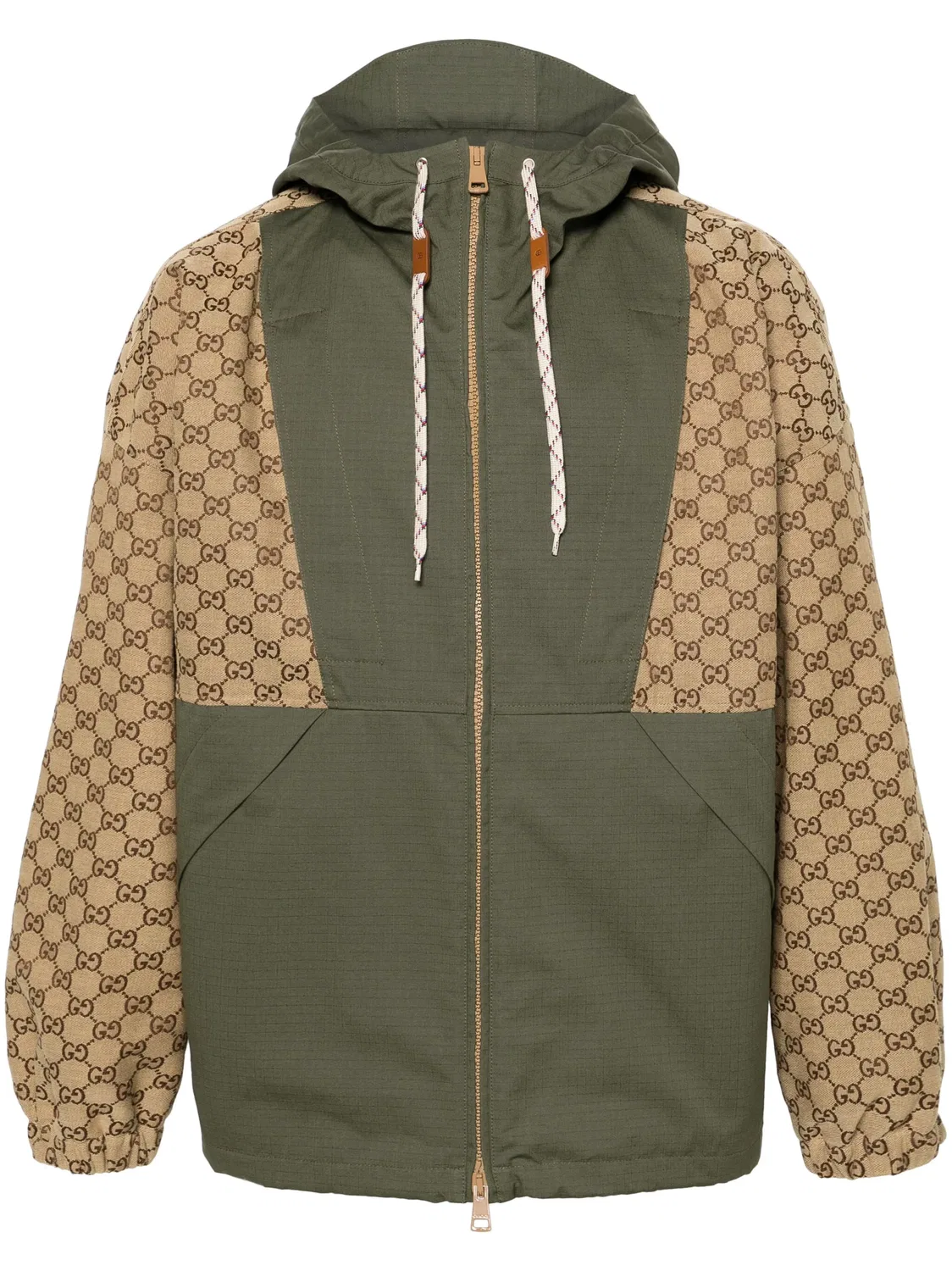 Куртка с капюшоном из канваса GG Gucci, зеленый