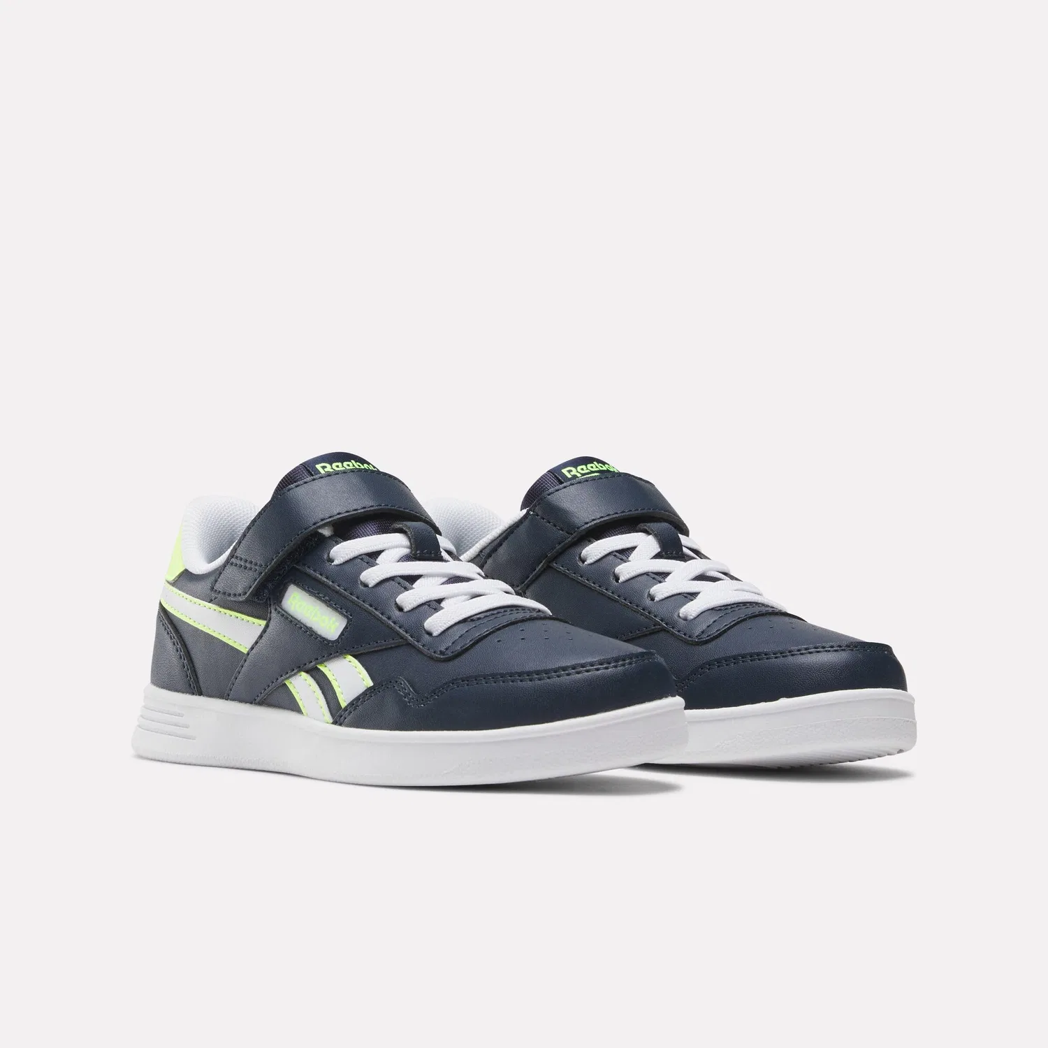 Детские кроссовки для мальчиков с эластичными шнурками Court Advance Elastic Lace & Top Strap Reebok, Vectornavy Digitallime White — фото 2