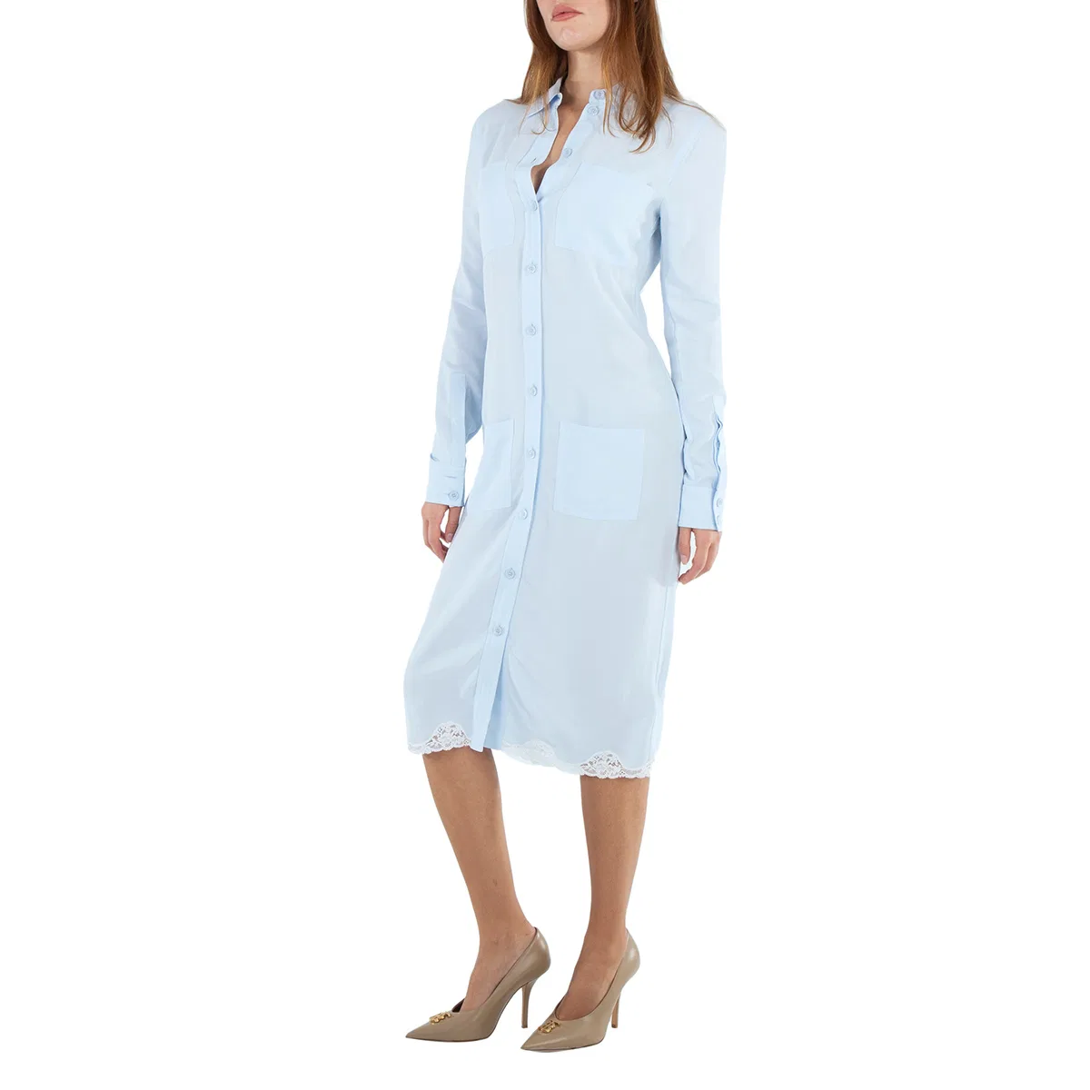 Платье-рубашка Classic Collar Lace-Trim Shirt Dress Burberry, Glacier Blue — фото 2