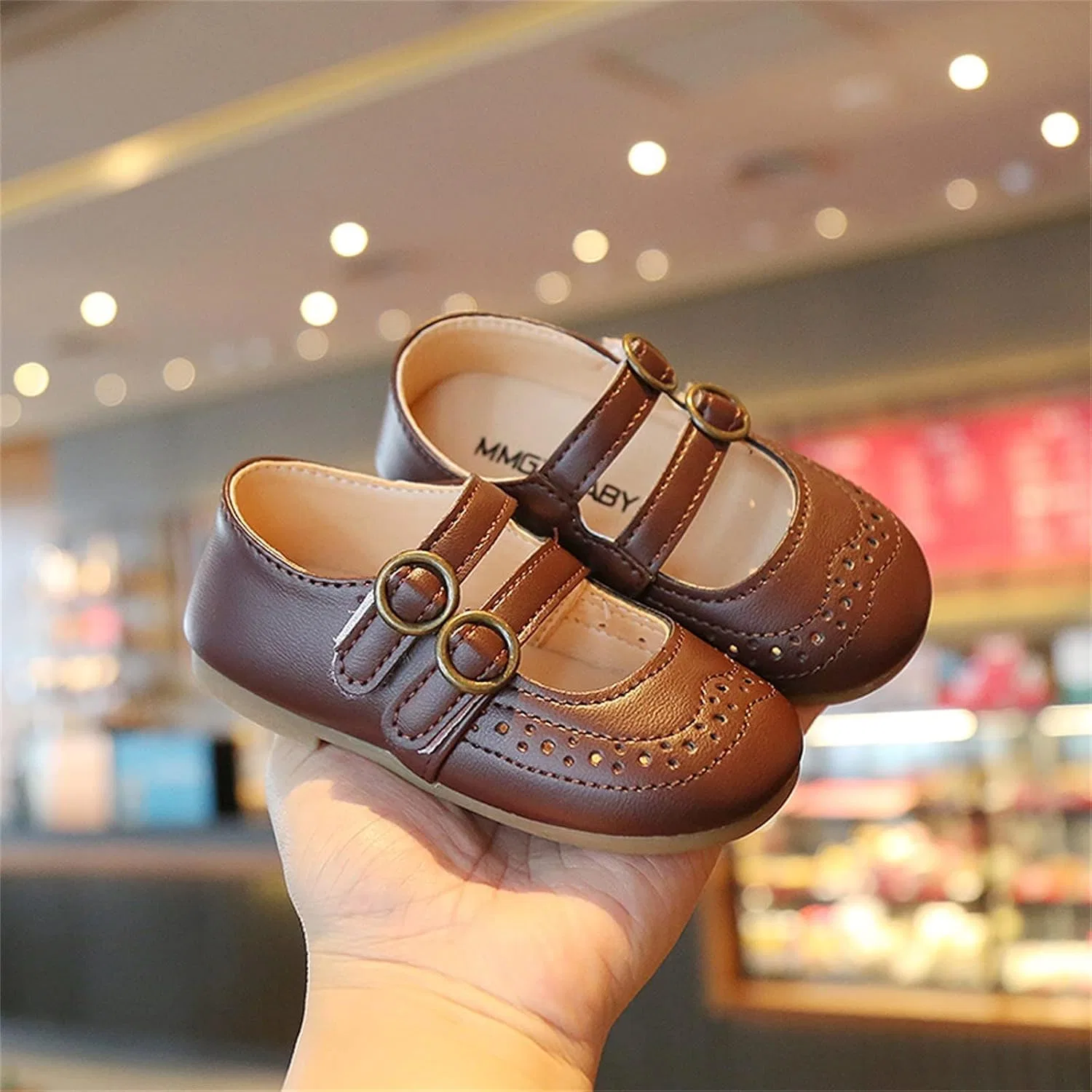 Детские ботинки для девочек с перфорацией Link Shoes Summer And Autumn, Brown — фото 3