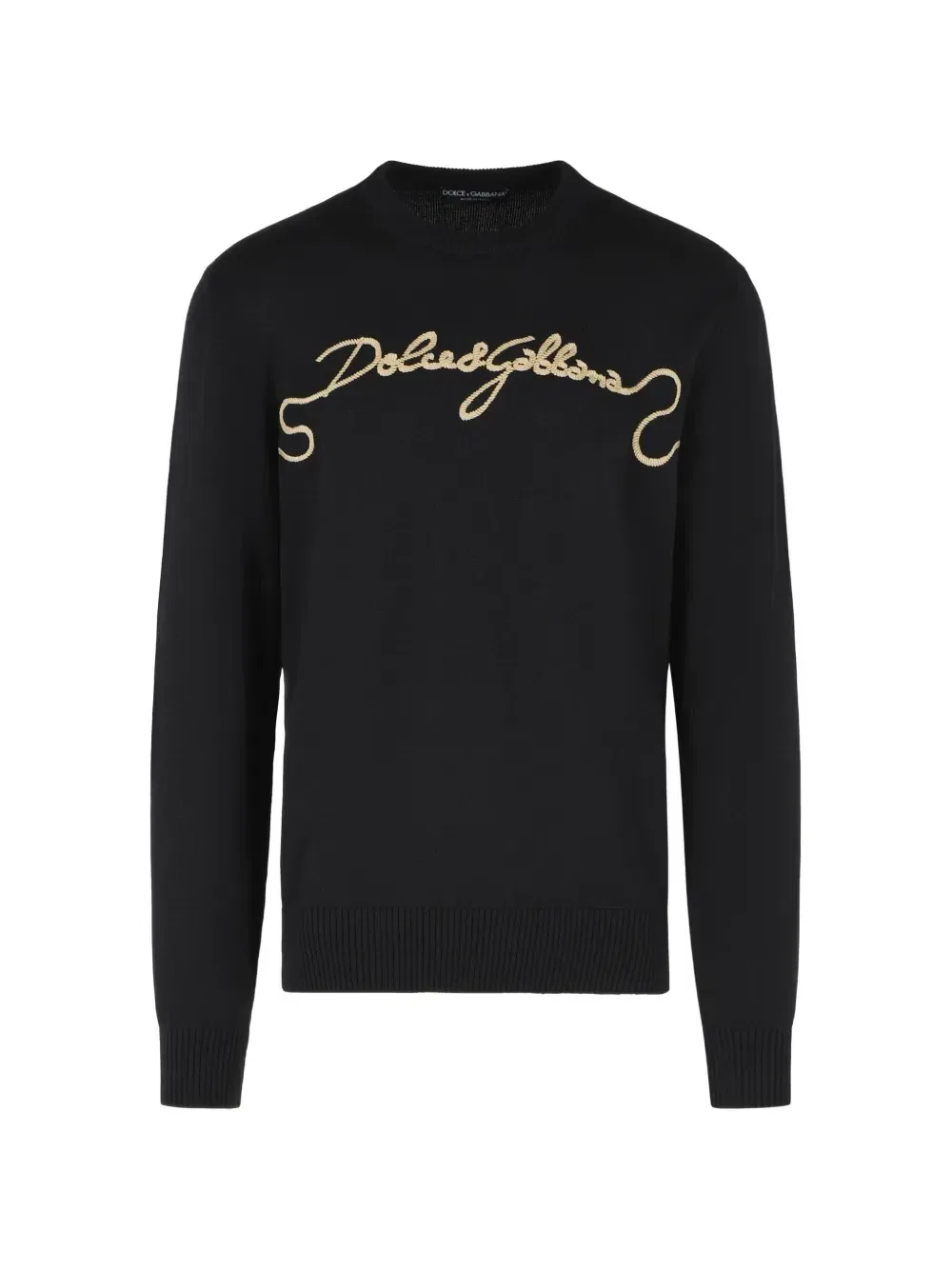 Вязаный свитер с вышитым логотипом Dolce & Gabbana, черный