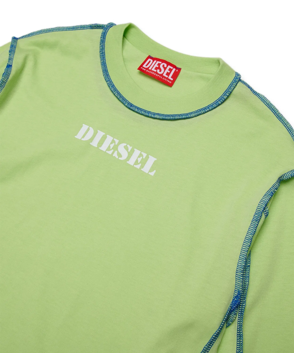 Детская футболка с длинным рукавомс принтом DIESEL KIDS, Light Green — фото 2