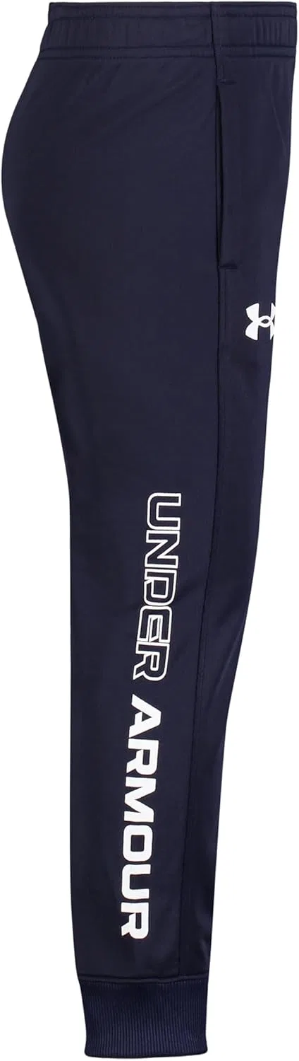 Детские спортивные штаны Under Armour Brawler Warm-up, быстросохнущие и влагоотводящие, свободного кроя, Navy Midnight Jog — фото 2