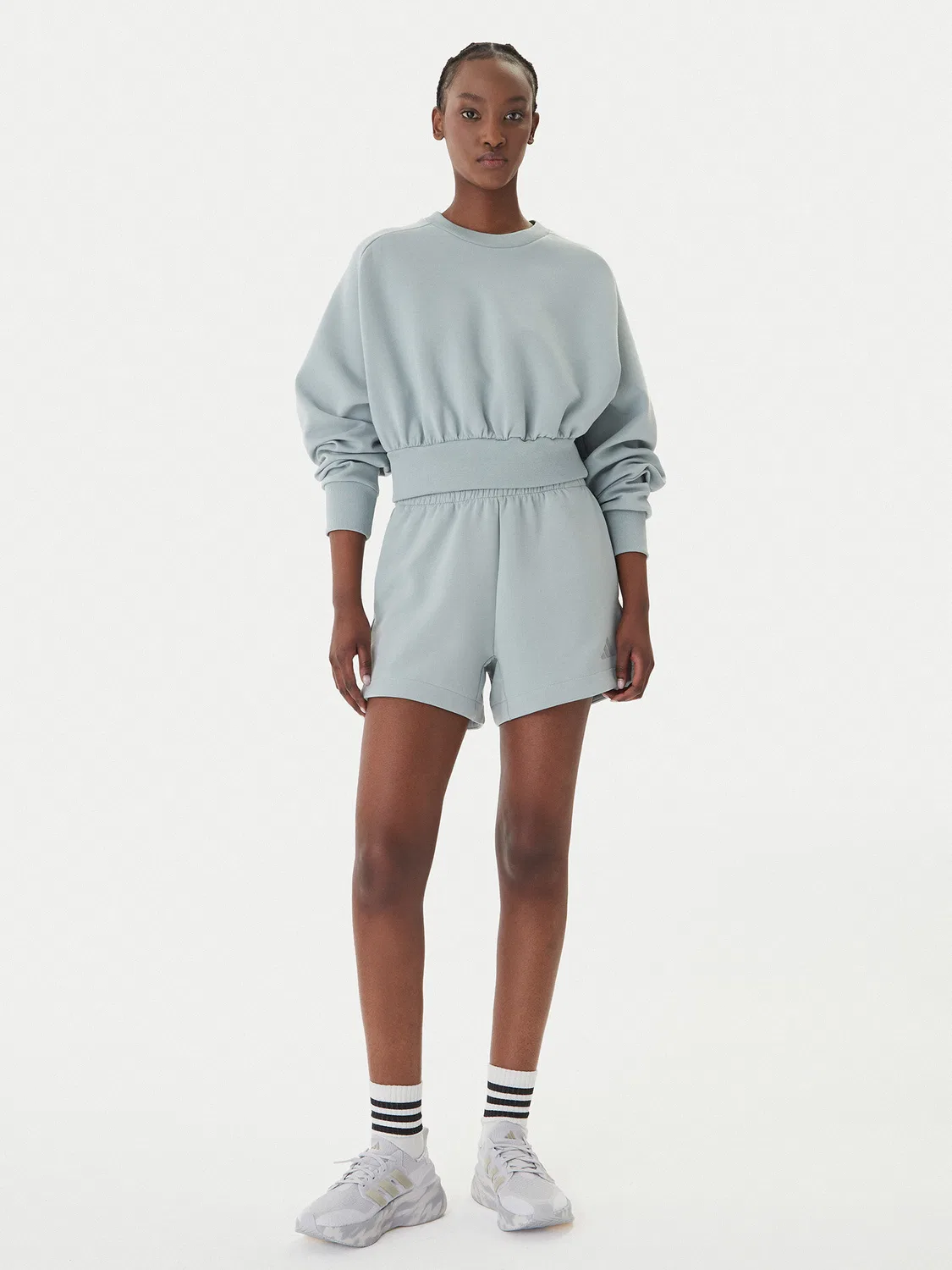 Женский свитшот свободного кроя Soft Lux Adidas, зеленый — фото 2