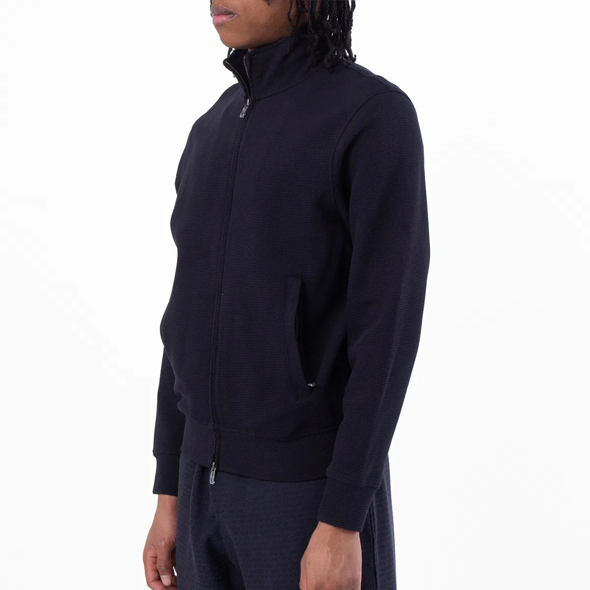 Свитшот с вафельной текстурой и полной застежкой-молнией Emporio Armani, Iconico 0920 Blu Navy Ea — фото 2
