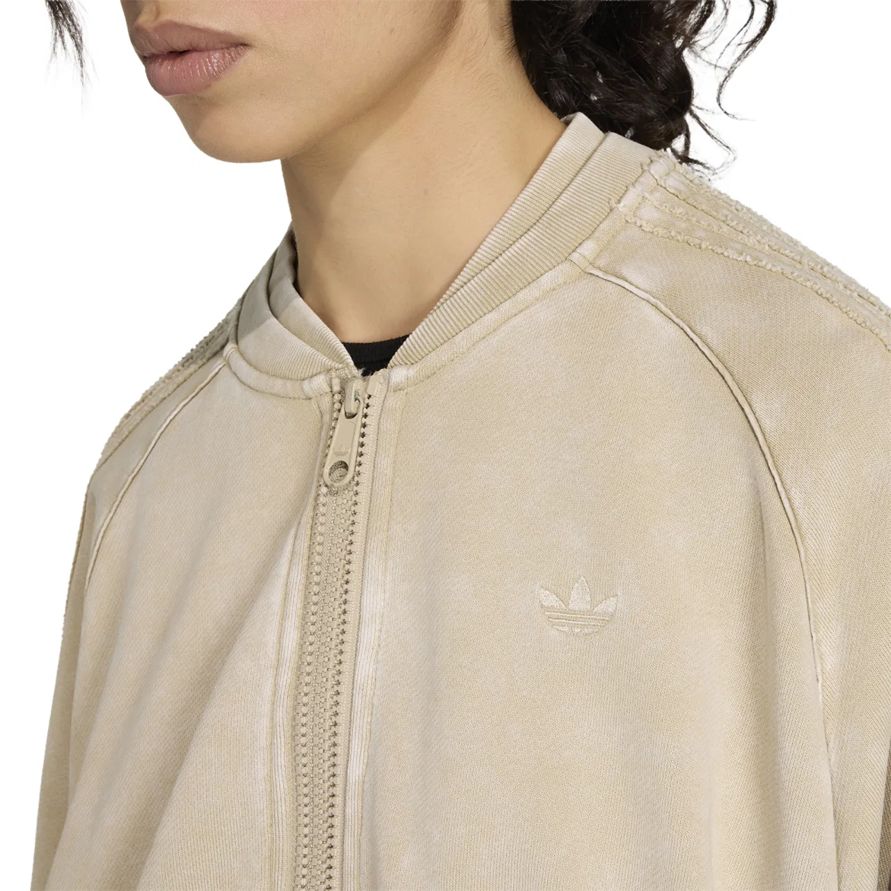 Женская куртка Double Layered Cropped Track Top Adidas, цвет Khaki — фото 4