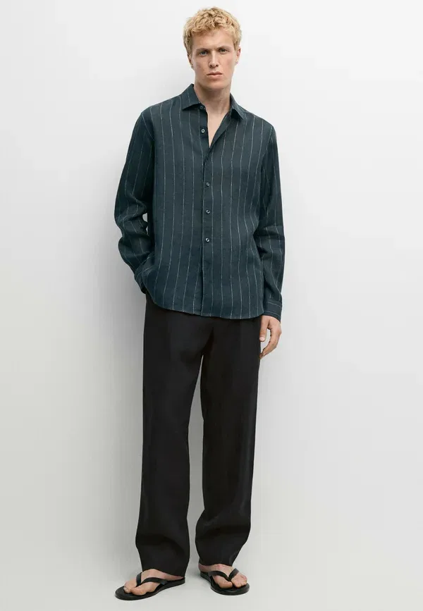 Рубашка с Pin-striped принтом Massimo Dutti, green, зеленый — фото 2
