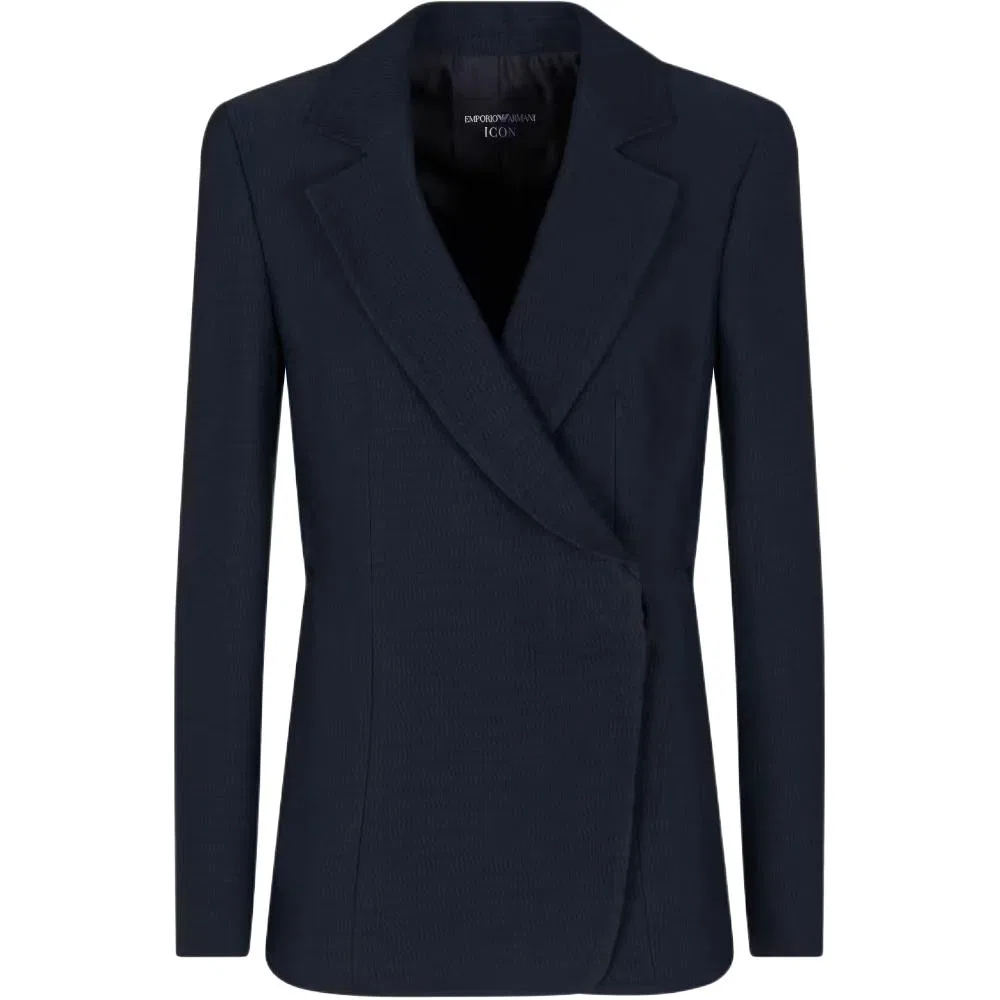 Женское пальто делового стиля с длинным рукавом Business Suit Coat, EMPORIO ARMANI, Dark Blue