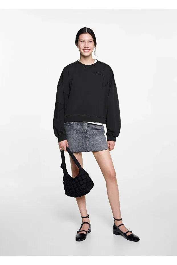 Детское худи для девочек с принтом Mango, Charcoal Color