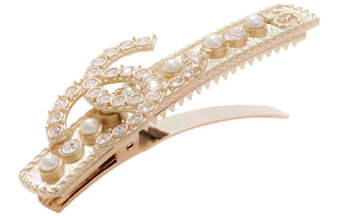 Заколка для волос с жемчугом и кристаллами, Early Spring, CHANEL, Gold — фото 2