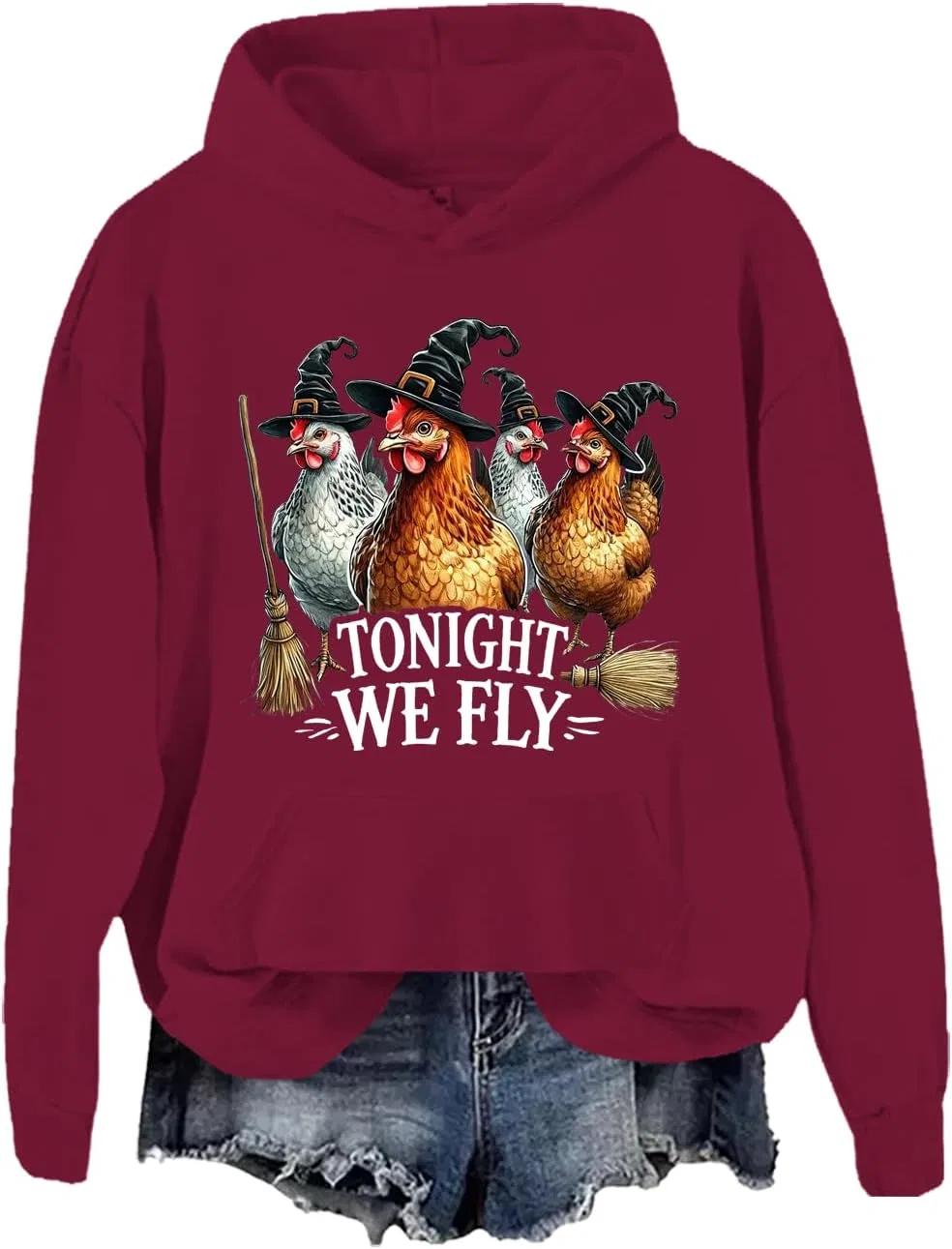 Женский свитшот с длинным рукавом Halloween Tonight We Fly, бордовый