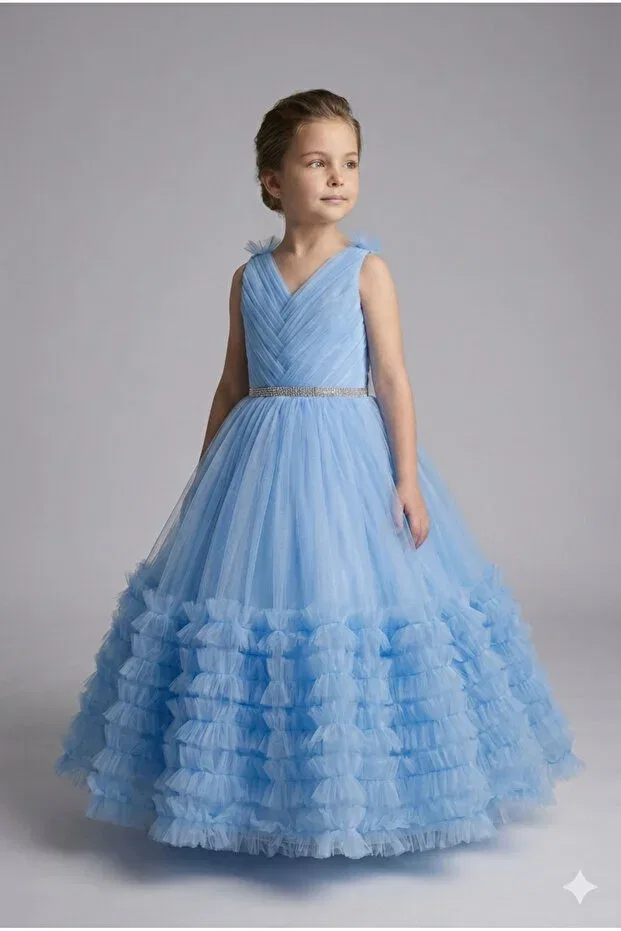 Детское платье для девочек с оборками Modallita, Baby Blue