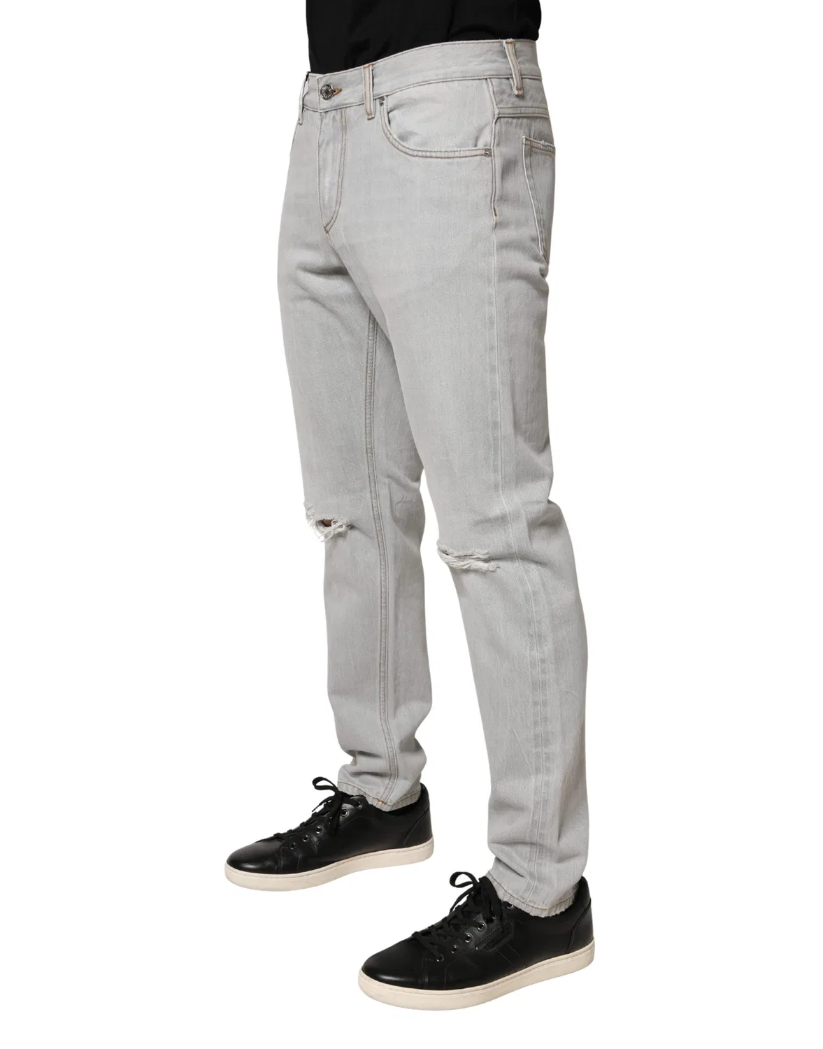 Мужские джинсы с потертостями Regular Denim Dolce & Gabbana, Light Gray — фото 3