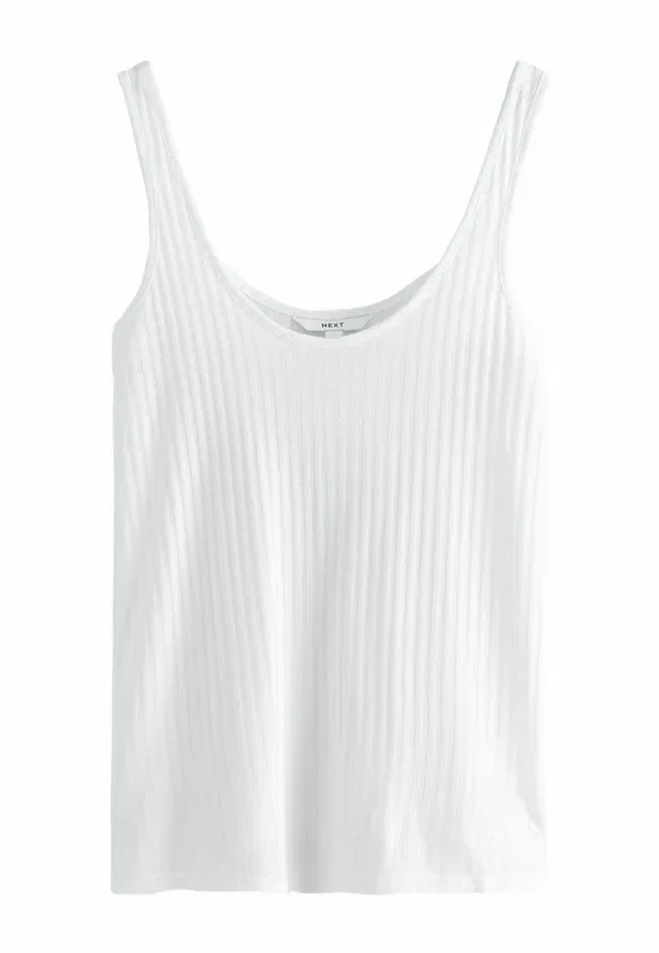 Топ-майка с V-образным вырезом, 2 шт, Strappy scoop neck slouch ribbed vest 2 pack, Next, Navy White, белый/темно-синий — фото 3